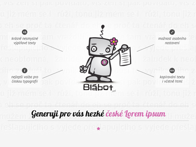 Blabot - Czech Lorem ipsum for girls flower generator girl gray lorem ipusm robot