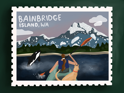 B.I. Postcard branding illustration