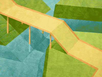 Park 2 (GIF) blue bridge cardboard gif grass green lake model orange path pond stream texture water