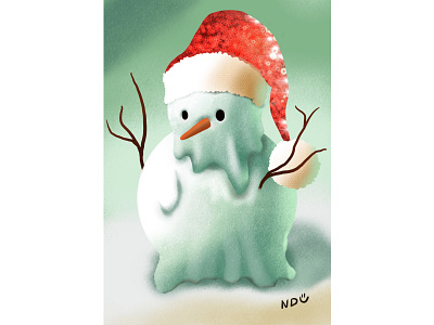 Snowman illustration procreate realism snowman