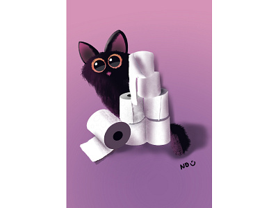 Cat Toilet Paper Hoarder cat drawing hoarder illustration procreate toilet paper