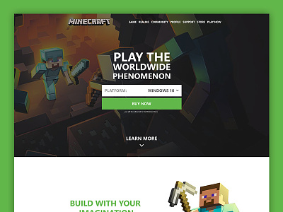 Minecraft Landing Page concept games gaming landing landing page minecraft simple web design website