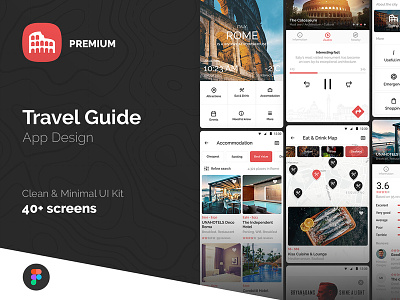 Travel Guide App Design UI Kit app clean figma guide journey minimal mobile planner travel trip ui kit