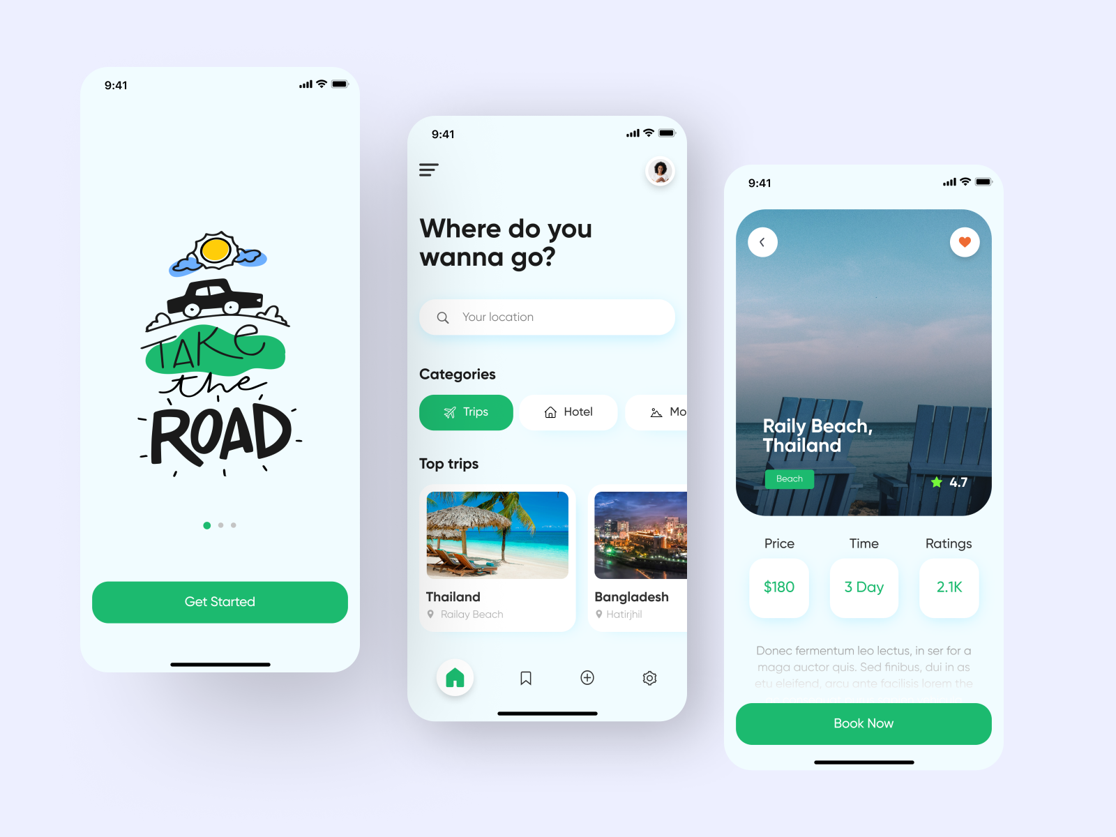 Travel app UI design concept by Sayef Mahmud for Pixel Navy Agency on