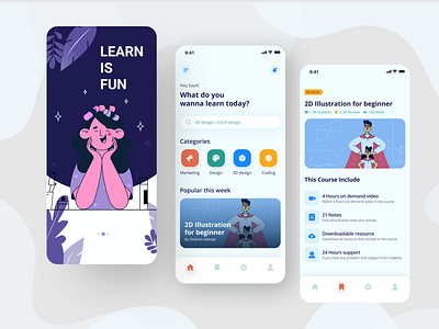 E-learning app UI design concept