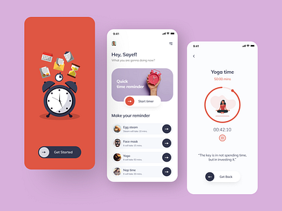 Timer app UI design concept app app design app ui clock clock app ui countdown countdown timer flat meditation minimal minimalistic mobile app mobile design mobile ui reminder reminder app timer app ui design user interface ux design