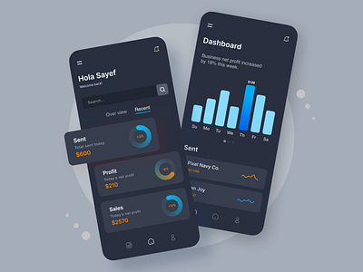 Wallet app dark UI design