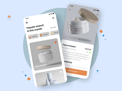 Skin care app UI design