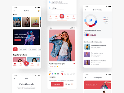 E-commerce app store UI clothing store e commerce e commerce app e commerce app ui kit ecommerce ecommerce app fashion shop ios app ios app ui kit mobile app mobile app design mobile ui online store shop app shopping app ui kit ui kit download uiux user interface visual design