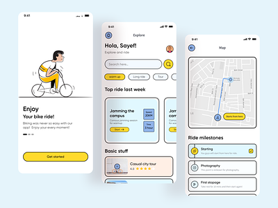 Bicycle riding app UI