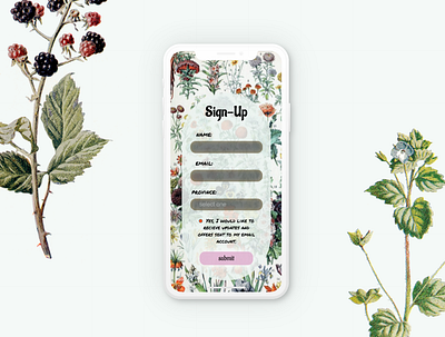 botanical sign-up (mobile) botanical dailyui dailyuichallenge sign up