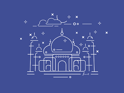 Taj Mahal illustration line illustration