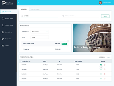 Tradepay clean dashboard photoshop responsive