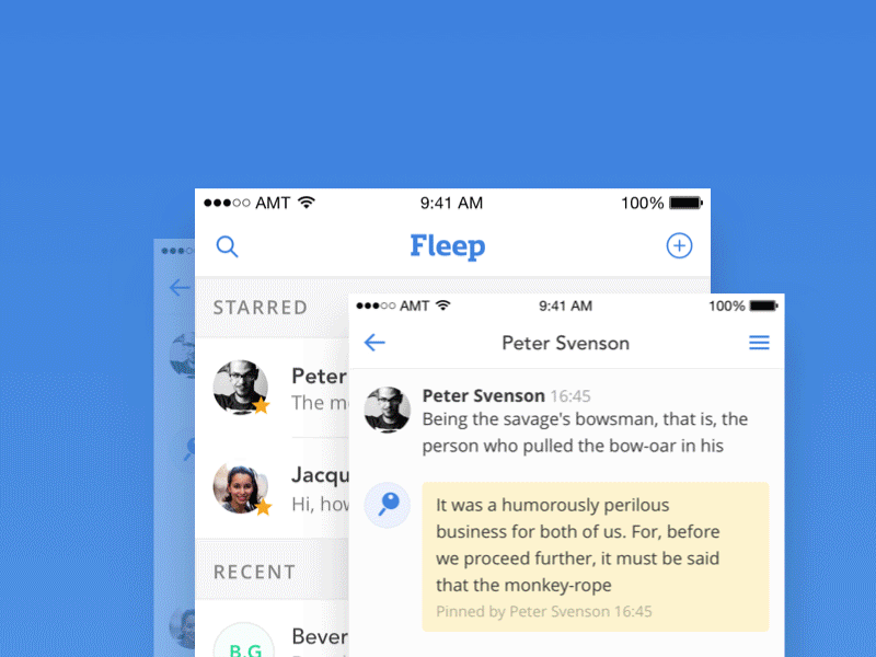 Fleep 2.0 - Your own business messenger android animation app design flat fleep gif ios mobile ui ux