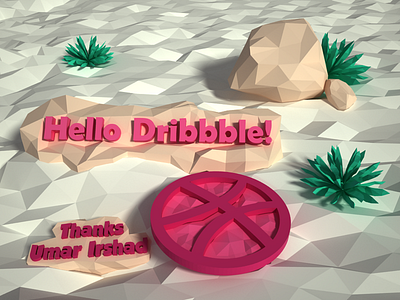 Dribbble First Shot 3d desert dribbble debut first shot hello low poly stones thank you