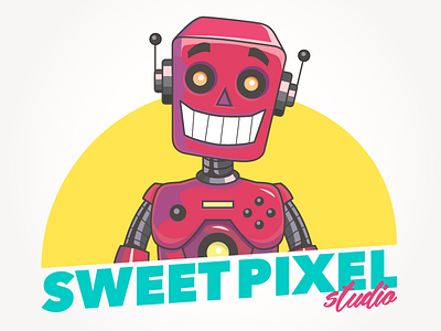 Sweet Pixel Studio v2 game graphic design indie logo robot sweetpixelstudio