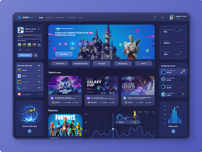 Game, Streaming, Esports platform- Home page (Dark)