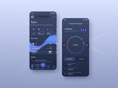 Mobile bank app (Dark theme) app app design bank bank app bank card card dark theme finance mobile app mobile app design mobile bank app mobile design product product design ui uiux