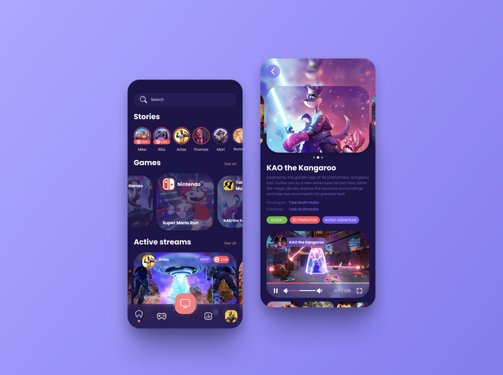 Streaming app UI concept 🎮 by Ilya Veremeev on Dribbble