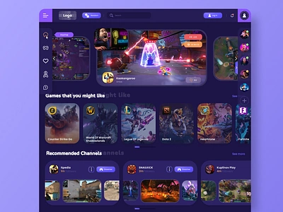 Streaming platform UI concept (Desktop) 🎮 app design blizzard design figma fortnite game game design gaming live product design stream streaming streaming app twitch ui uiux user interface video games