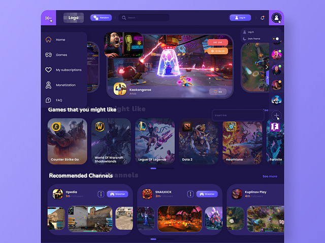 Streaming platform UI concept (Desktop) 🎮 by Ilya Veremeev on Dribbble