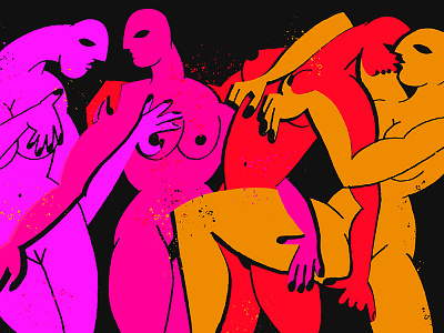 Four Muses body drawing fluo illustration women