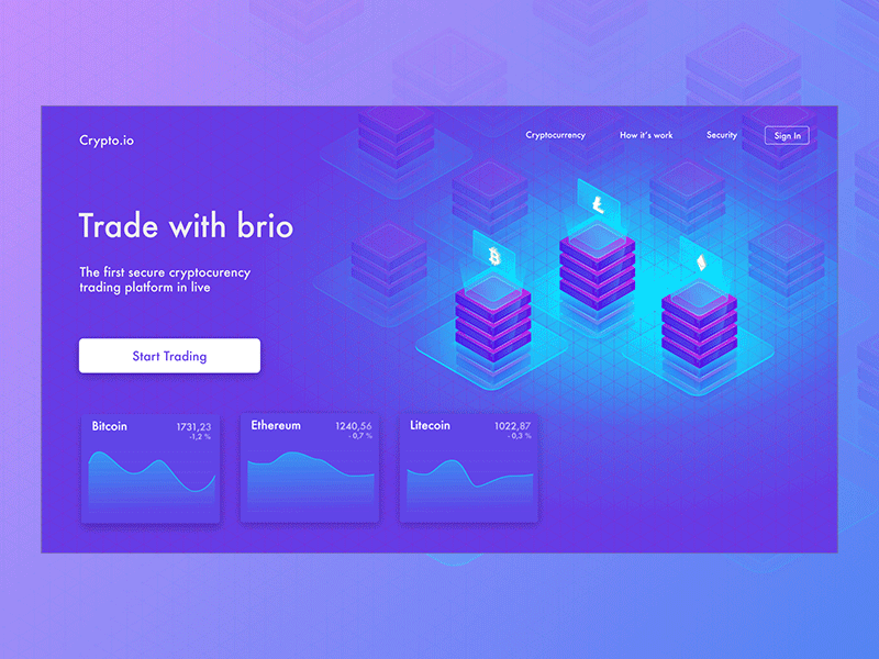 Animated Landing page /// Cryto Currencies agency animation crypto currency design landing page trading ux