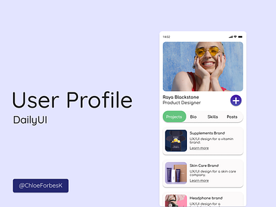 #DailyUI 006 - User Profile app dailyui dailyuichallenge design ui user profile website design