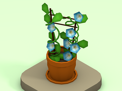 Morning Glory Vines 3d blue c4d cinema4d flowers garden green helix low poly morning glory nature plants vines yellow