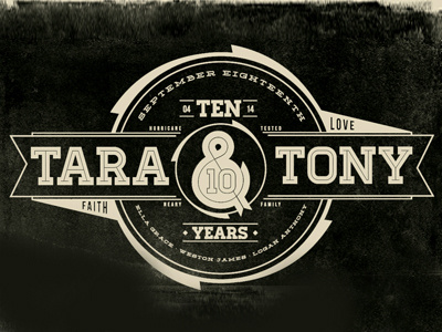 Tara & Tony 10 Years 10 anniversary badge logo type