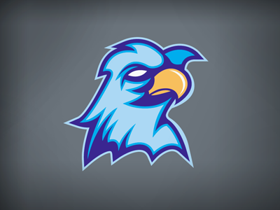Rockford RiverHawks Logo baseball bird blue feathers hawk minor leagues tough