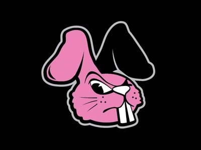 Pink Fluffy Bunnies Logo bunny football logo mascot mean pink rabbit tough