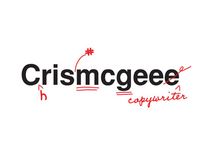 Chris McGee Copywriter - Logo black edit letters logo red simple type