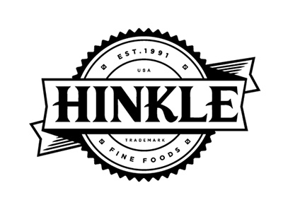 Hinkle Fine Foods badge circle emblem food logo ribbon serif slab type