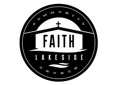 Faith Lakeside - Community Church badge church circle cross faith lake type typography water wave