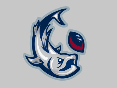 Florida Tarpons Secondary Logo: UIFL animal eyes fins fish football illustration logo mean sports swim