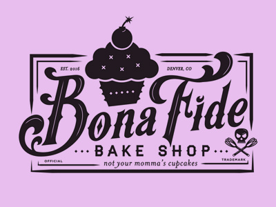 Bona Fide Bake Shop bake bomb cake cupcake denver food script skull