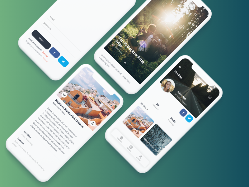 Voyago - Travel App Sketch template by uicube on Dribbble