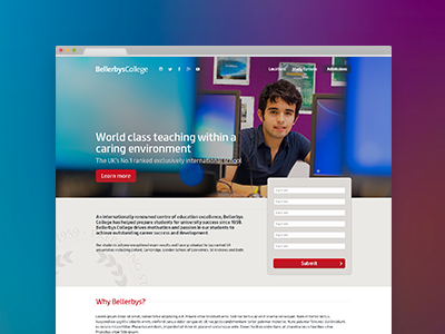 Bellerbys College landing page 2014 app design flat gui interface landing page simple ui user web web design