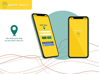 Happy Trails - Dog Walking App app art design illustration illustrator logo minimal type ui ux