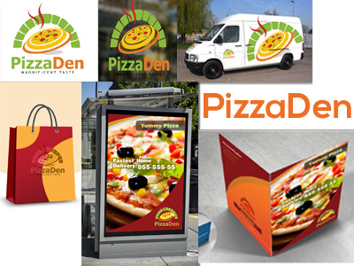 PizzaDen branding logo promotional item