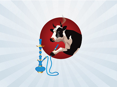 Illustration of Hookah Cow character mascot sheesha