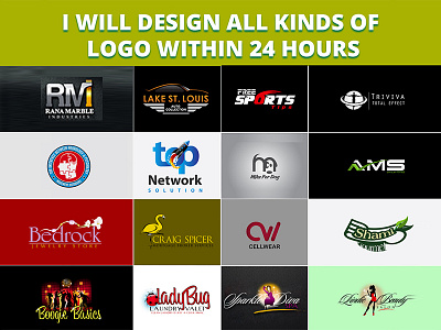 All kinds of logo services within 24 hours 24 hours branding logo logo design services mockup vector