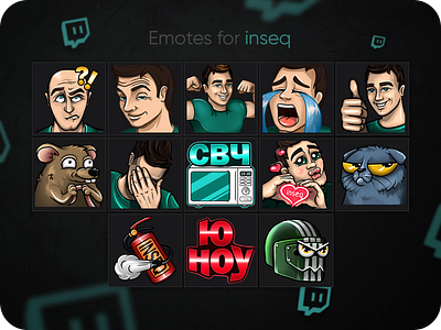 Twitch Emotes Inseq design digitalart emotes illustration overlay smile streaming twitch