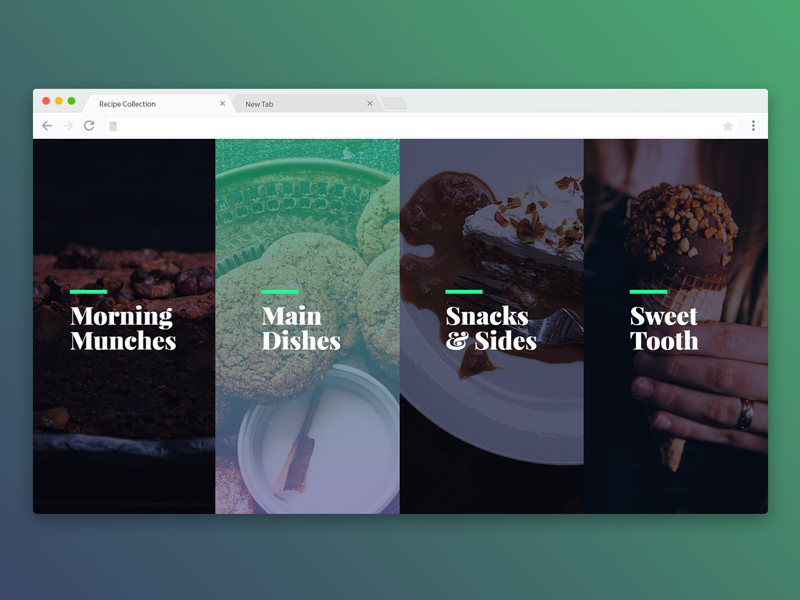 Recipe Box Navigation Concept ux design ui design web design