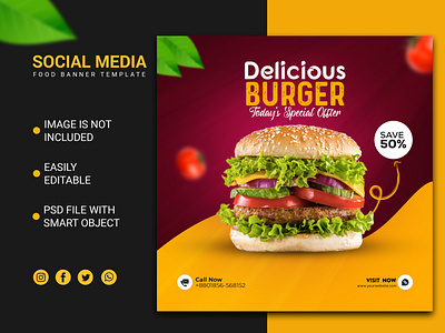Fast Food Burger Banner Design Template by Designerrimon on Dribbble