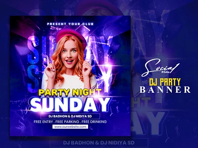 DJ CLUB NIGHT PARTY FLYER DESIGN TEMPLATE. branding dj djparty graphic design musicpartyflyer nightclubparty nightpartyflyer partybanner socialmediabannerdesign ui