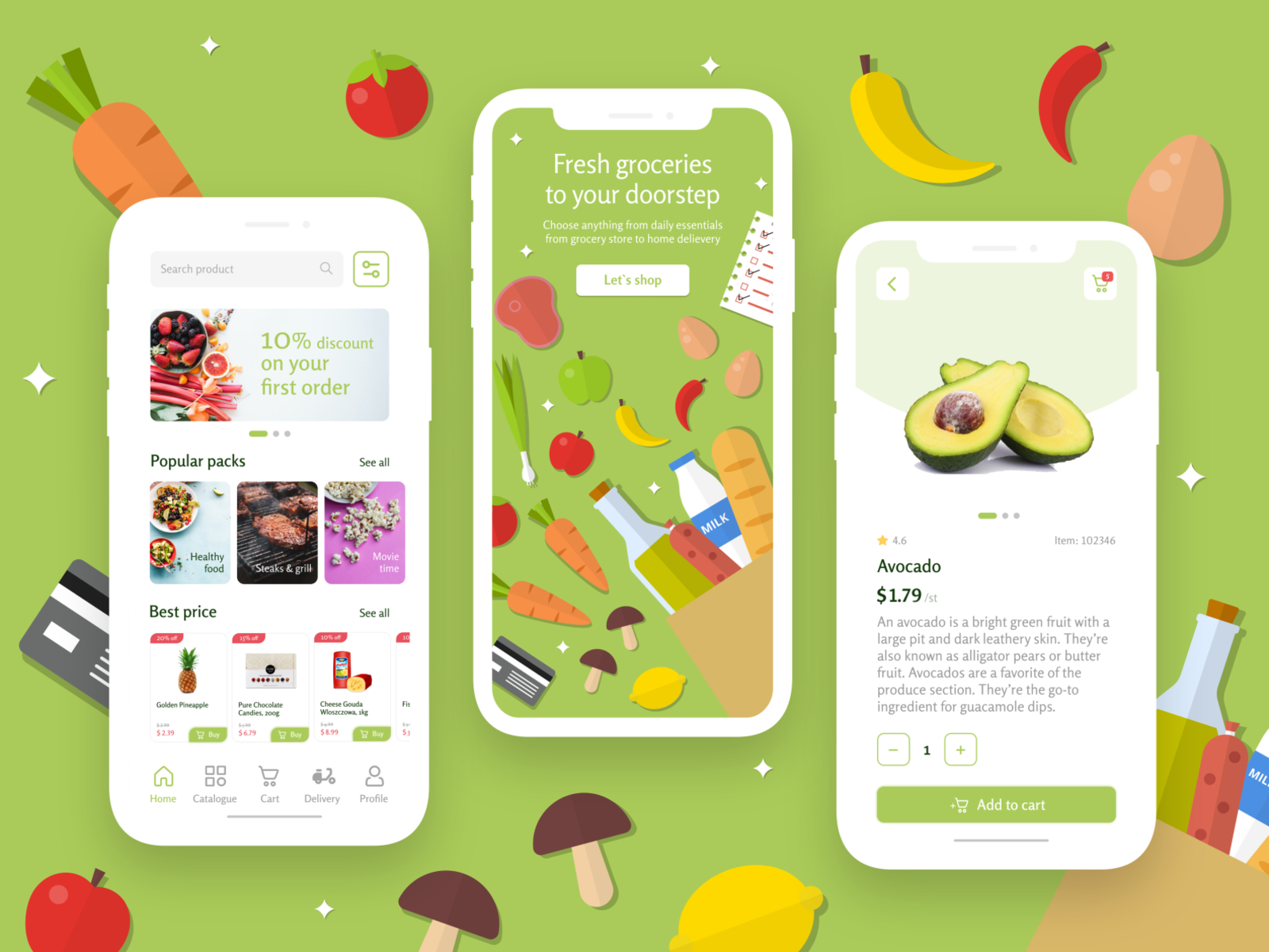 Grocery Shopping App - UI - UX Design by Mobindustry on Dribbble