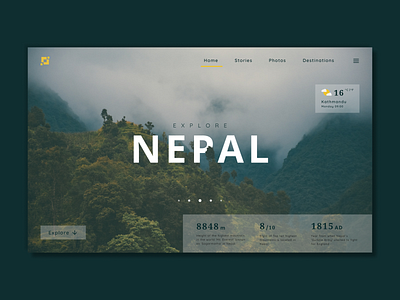 Nepal Page daily ui green landing page landing page ui nepal travel ui userinterface ux