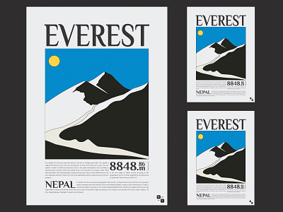 Everest Poster black white graphic design illustraion illustrator mount everest mountain nepal poster poster design vector art
